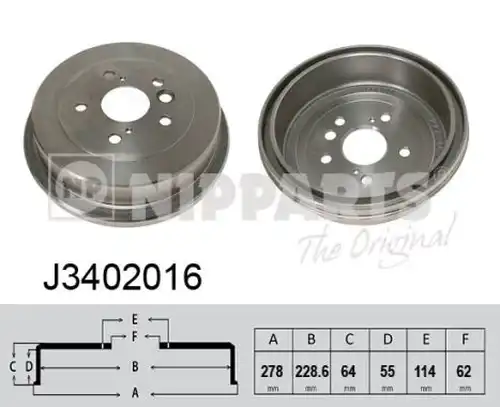 спирачен барабан NIPPARTS J3402016