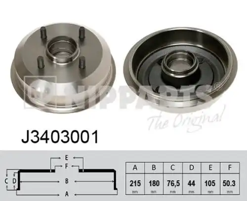 спирачен барабан NIPPARTS J3403001