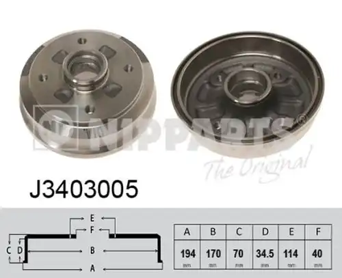 спирачен барабан NIPPARTS J3403005