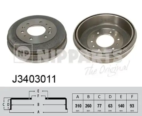 спирачен барабан NIPPARTS J3403011