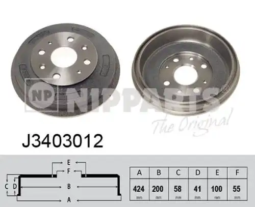 спирачен барабан NIPPARTS J3403012