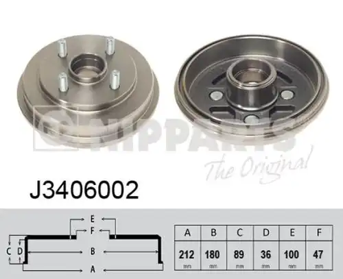 спирачен барабан NIPPARTS J3406002