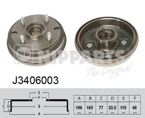 спирачен барабан NIPPARTS J3406003