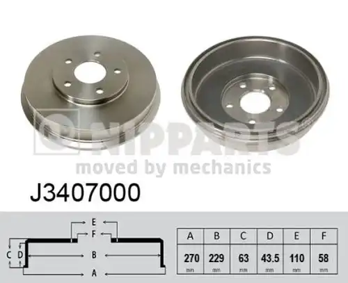 спирачен барабан NIPPARTS J3407000