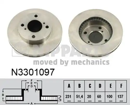 спирачен диск NIPPARTS N3301097