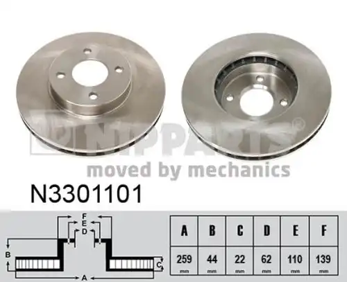 спирачен диск NIPPARTS N3301101