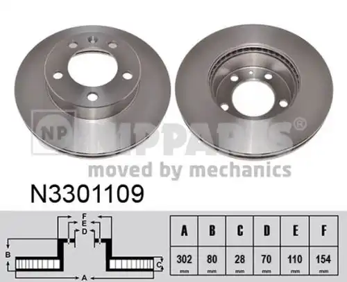 спирачен диск NIPPARTS N3301109