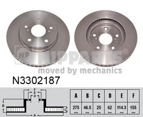 спирачен диск NIPPARTS N3302187