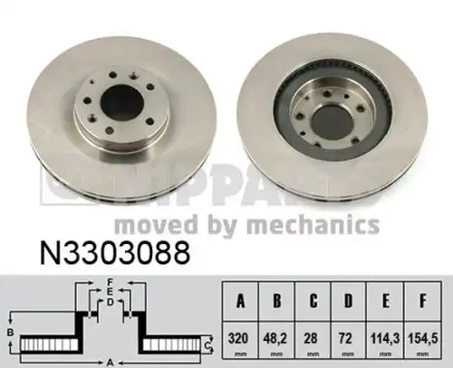 спирачен диск NIPPARTS N3303088