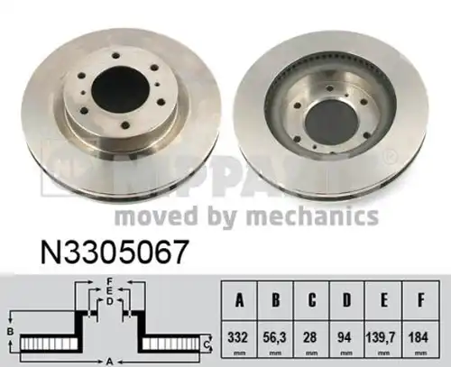 спирачен диск NIPPARTS N3305067