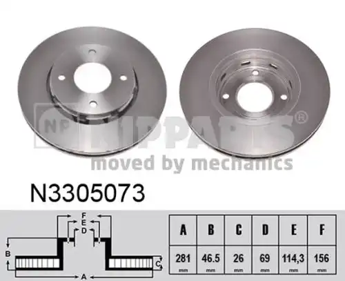 спирачен диск NIPPARTS N3305073