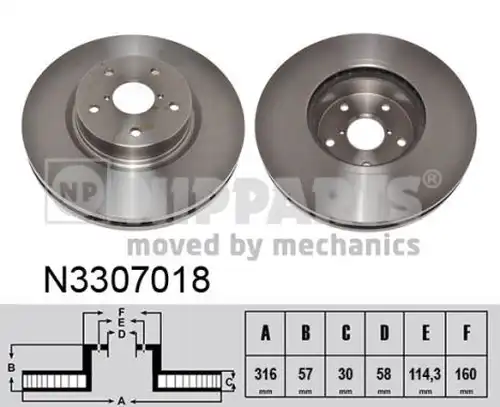 спирачен диск NIPPARTS N3307018