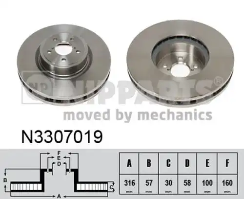 спирачен диск NIPPARTS N3307019