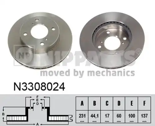 спирачен диск NIPPARTS N3308024