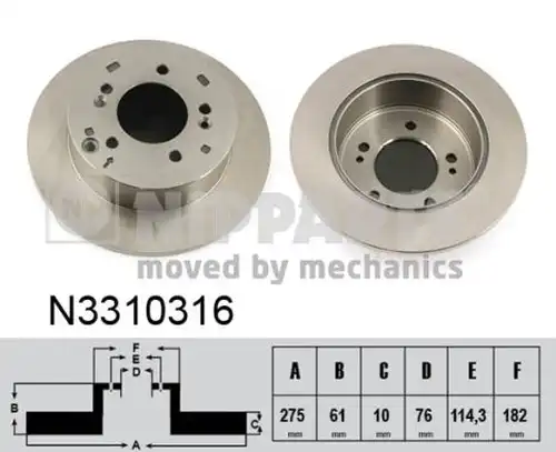 спирачен диск NIPPARTS N3310316