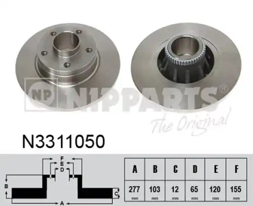 спирачен диск NIPPARTS N3311050