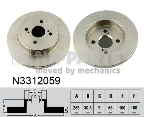 спирачен диск NIPPARTS N3312059