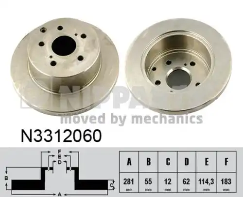 спирачен диск NIPPARTS N3312060