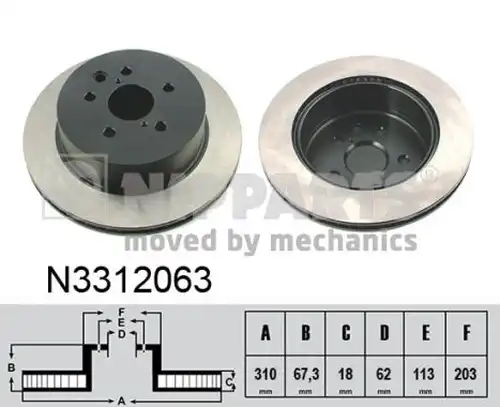 спирачен диск NIPPARTS N3312063