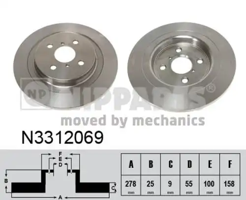 спирачен диск NIPPARTS N3312069