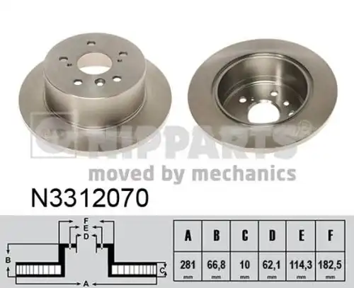 спирачен диск NIPPARTS N3312070