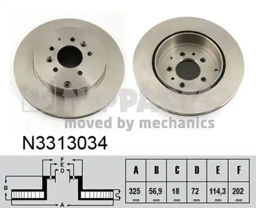 спирачен диск NIPPARTS N3313034