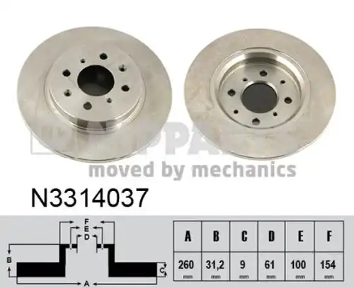 спирачен диск NIPPARTS N3314037