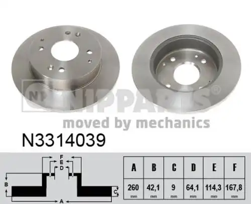 спирачен диск NIPPARTS N3314039