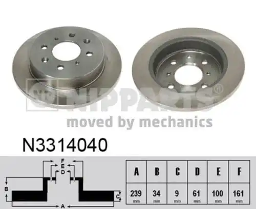 спирачен диск NIPPARTS N3314040