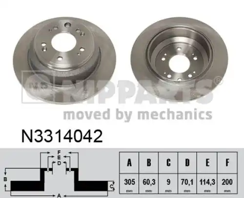 спирачен диск NIPPARTS N3314042