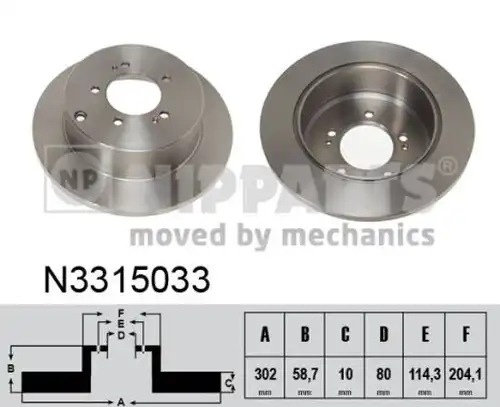 спирачен диск NIPPARTS N3315033