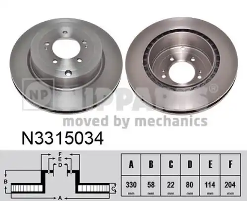 спирачен диск NIPPARTS N3315034