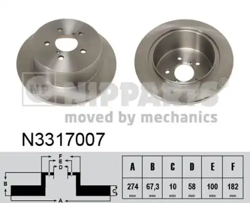 спирачен диск NIPPARTS N3317007