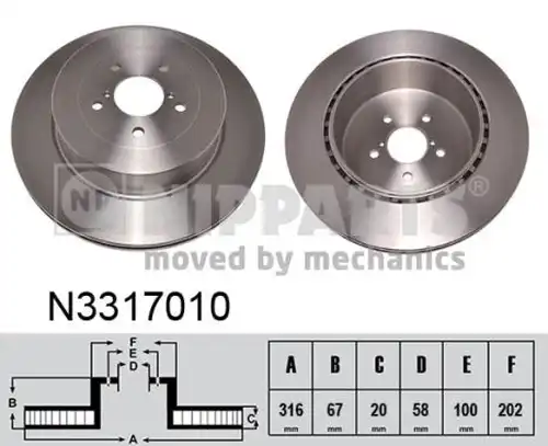 спирачен диск NIPPARTS N3317010