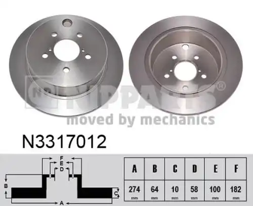 спирачен диск NIPPARTS N3317012