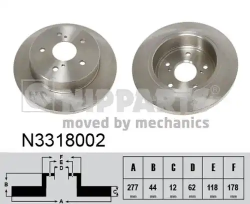 спирачен диск NIPPARTS N3318002