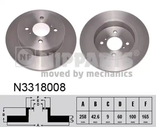 спирачен диск NIPPARTS N3318008