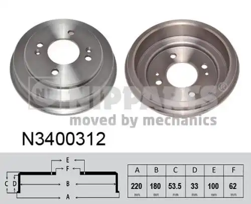 спирачен барабан NIPPARTS N3400312