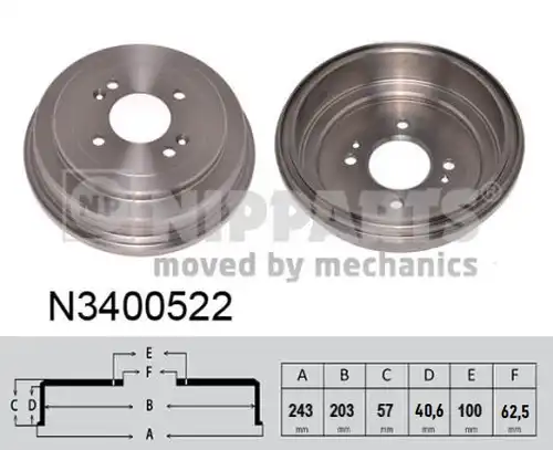 спирачен барабан NIPPARTS N3400522