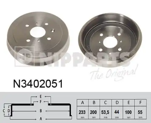 спирачен барабан NIPPARTS N3402051