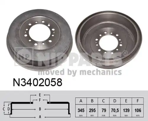 спирачен барабан NIPPARTS N3402058