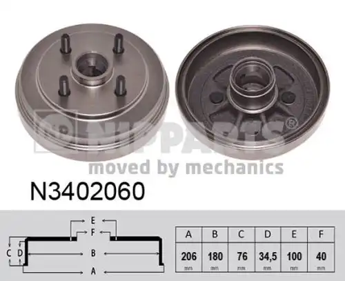 спирачен барабан NIPPARTS N3402060