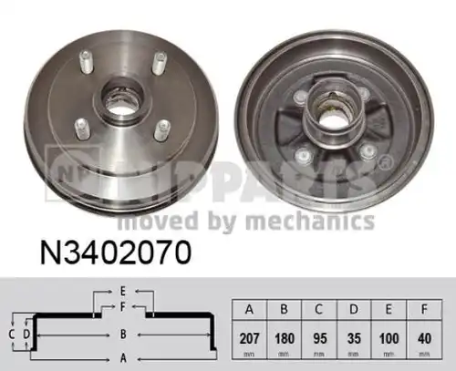 спирачен барабан NIPPARTS N3402070