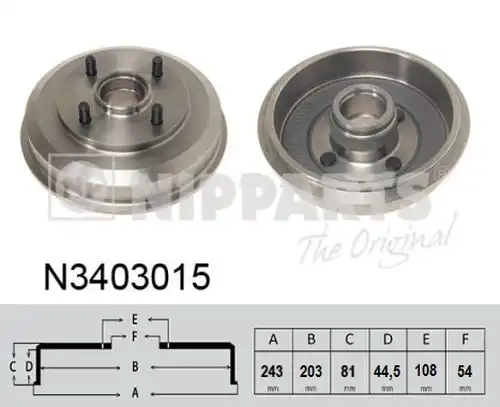 спирачен барабан NIPPARTS N3403015