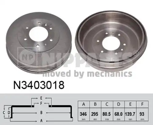 спирачен барабан NIPPARTS N3403018