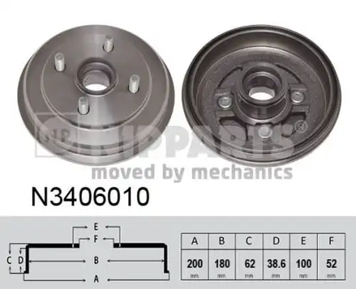 спирачен барабан NIPPARTS N3406010