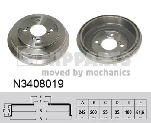 спирачен барабан NIPPARTS N3408019