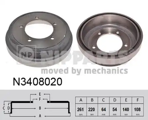 спирачен барабан NIPPARTS N3408020