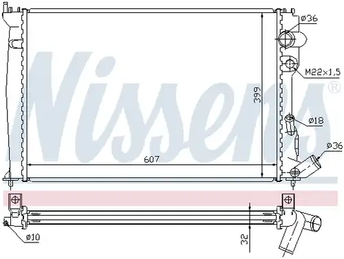 воден радиатор NISSENS 61302A