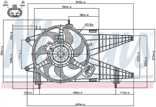 вентилатор, охлаждане на двигателя NISSENS 85160